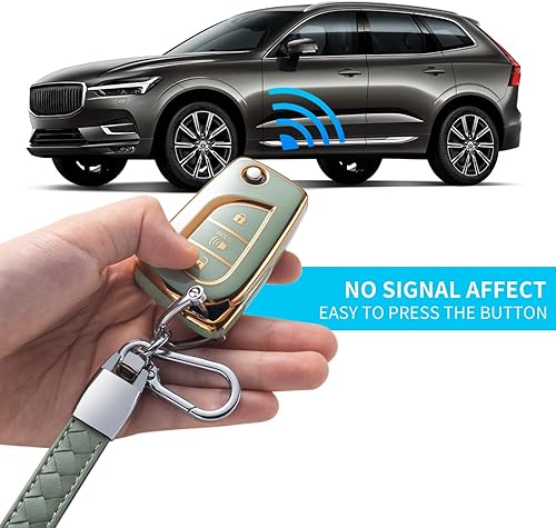 Miniatura 4 de Funda para llavero Toyota con cordón de cuero, protección para llave de automóvil Toyota Avalon Camry Corolla RAV4 Sequoia Highlander 3 botones