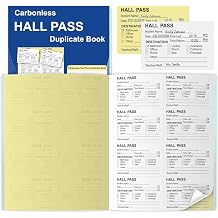 400 PCS Student Hall Pass Slips with Carbonless Duplicates Hall Passes Book Tear Removable Student Pass Notepad Carbon Copy Tracking Log Book for Students School Classroom Passes Use 1
