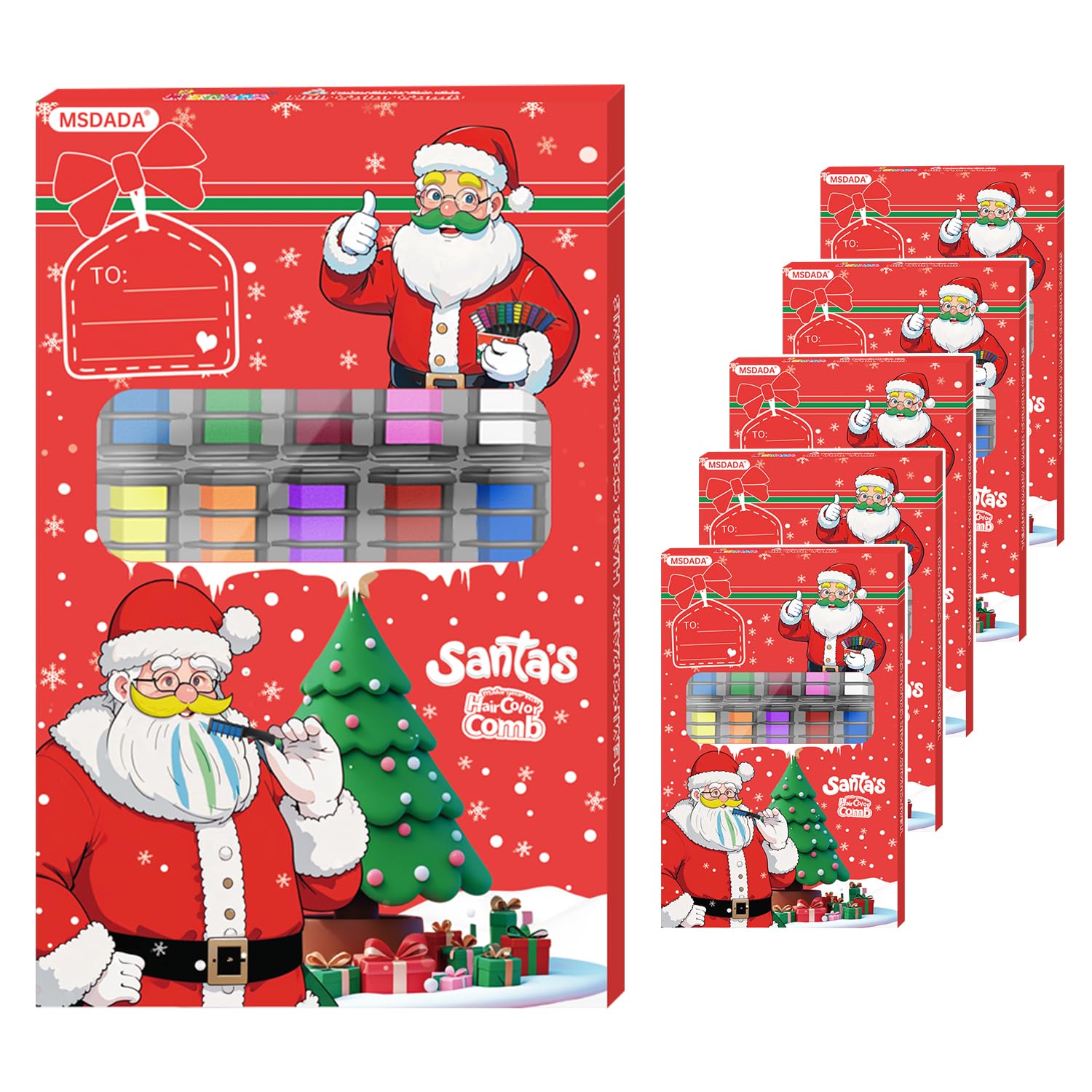MSDADA 10 Color Hair Chalk Comb Christmas Toys Gifts for 6 7 8 9 10 11 12 13 Year Old Girls Kids Washable Temporary Hair Color Dye Paint Teen Girl Gift Hair Stuff Accessories Makeup Kit 5 Pack