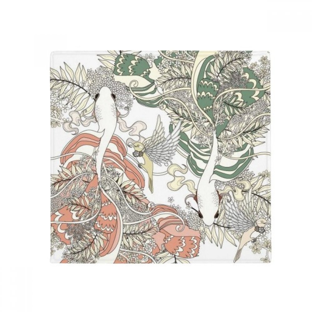 Tapis ronde salle de bain oiseaux et fleurs 60x60cm antidérapant pour salon et cuisine