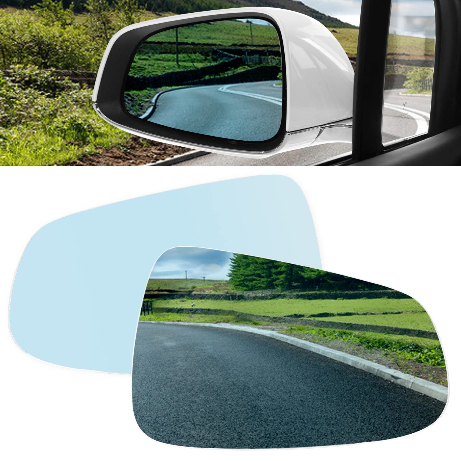 ONKENTET Side View Mirror Compatible with Tesla Model X Model S Anti-Glare Panoramic Convex Rearview Mirror Wider View Lens Replacement Glass Cato Accessories with Heat Defogging Eliminate Blind Spots