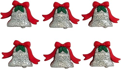 Botones en abundancia plateados temáticos Campanas SLVR, 6