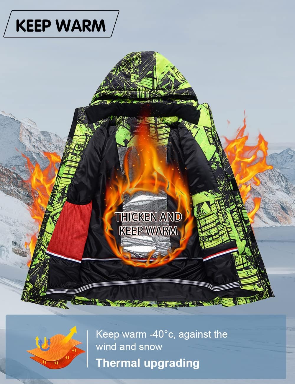 WOWULOVELY Men's Winter Snowsuit Waterproof Windproof Mountain Jacket and Pant Sets Insulated Snowboarding Skisuit - Image 2