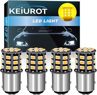 GZMD 1157 Led Bulbs Amber 1034 2057 7528 BAY15D 2357 Light Bulb for RV Camper Car Turn Signal Bulb Tail Lights Side Marker Light Parking Lamp Yellow, Pack of 4