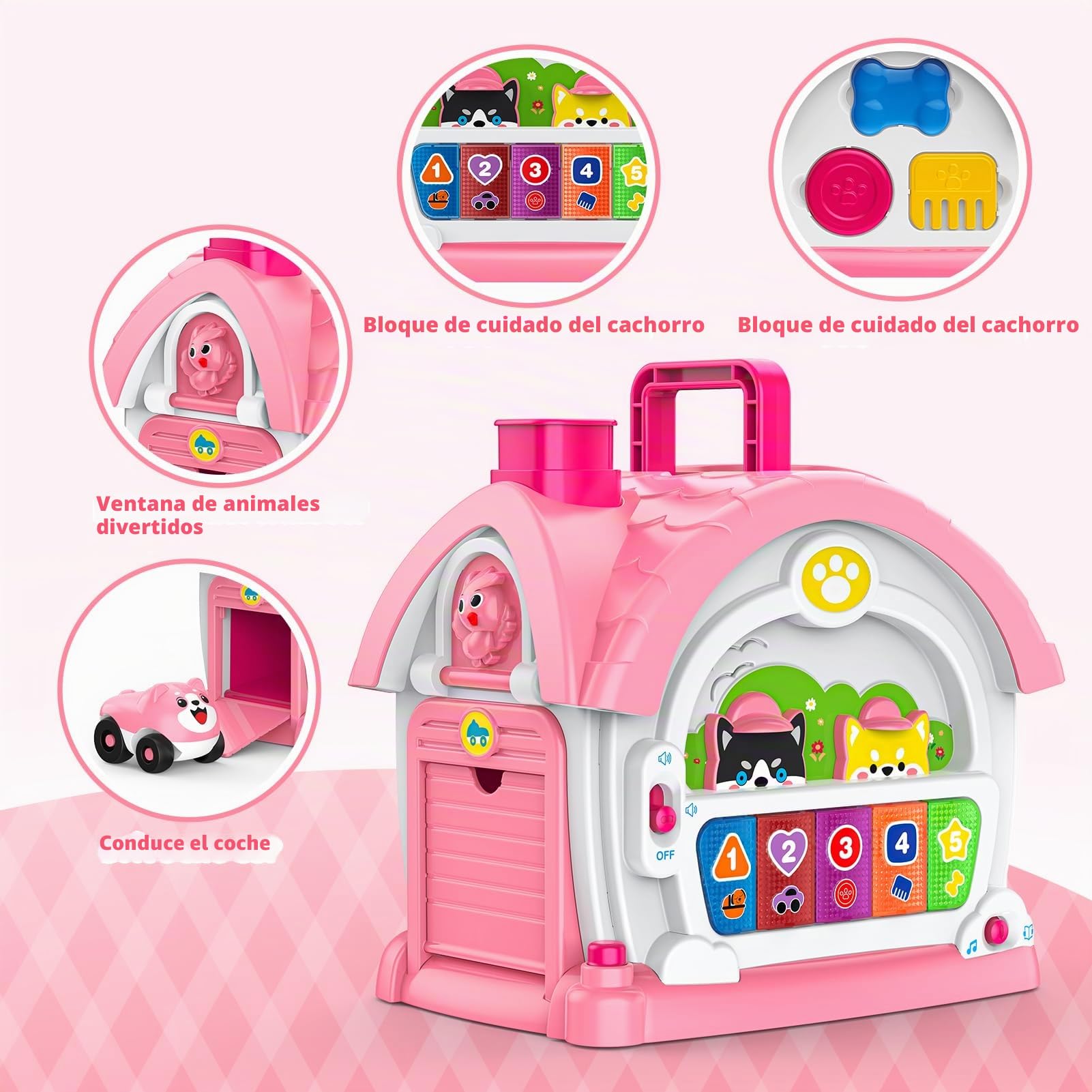 Juguetes para niñas de 1 y 2 años: juguete Montessori para 1 año, casa de actividades multifuncional 6 en 1 para bebés con coche/música, regalos de cumpleaños para niñas de 1 y 2 años