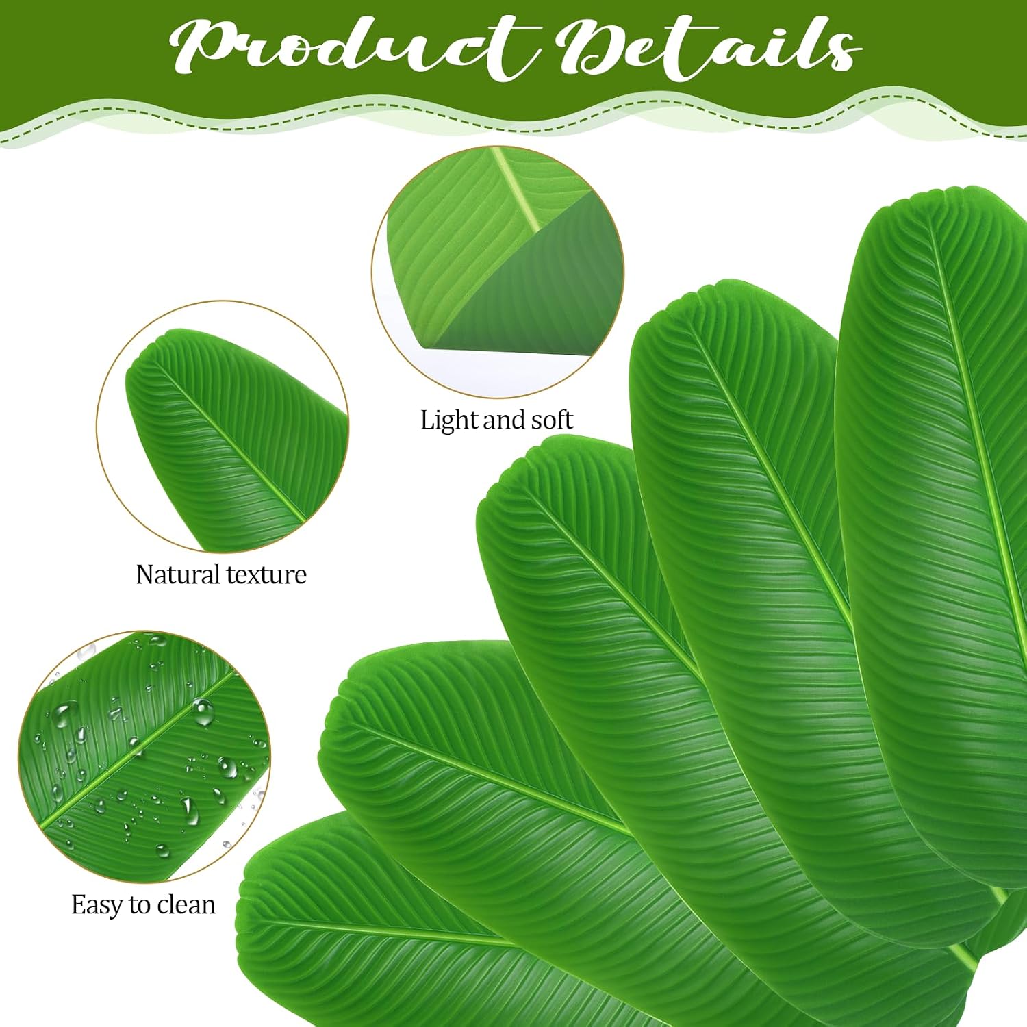 10 Pcs Fake Banana Leaves Artificial Banana Leaves Placemats for Tropical Party Decor Waterproof Fake Leave Hawaiian Party Table Decoration 15'' x 7.48'' (Green)