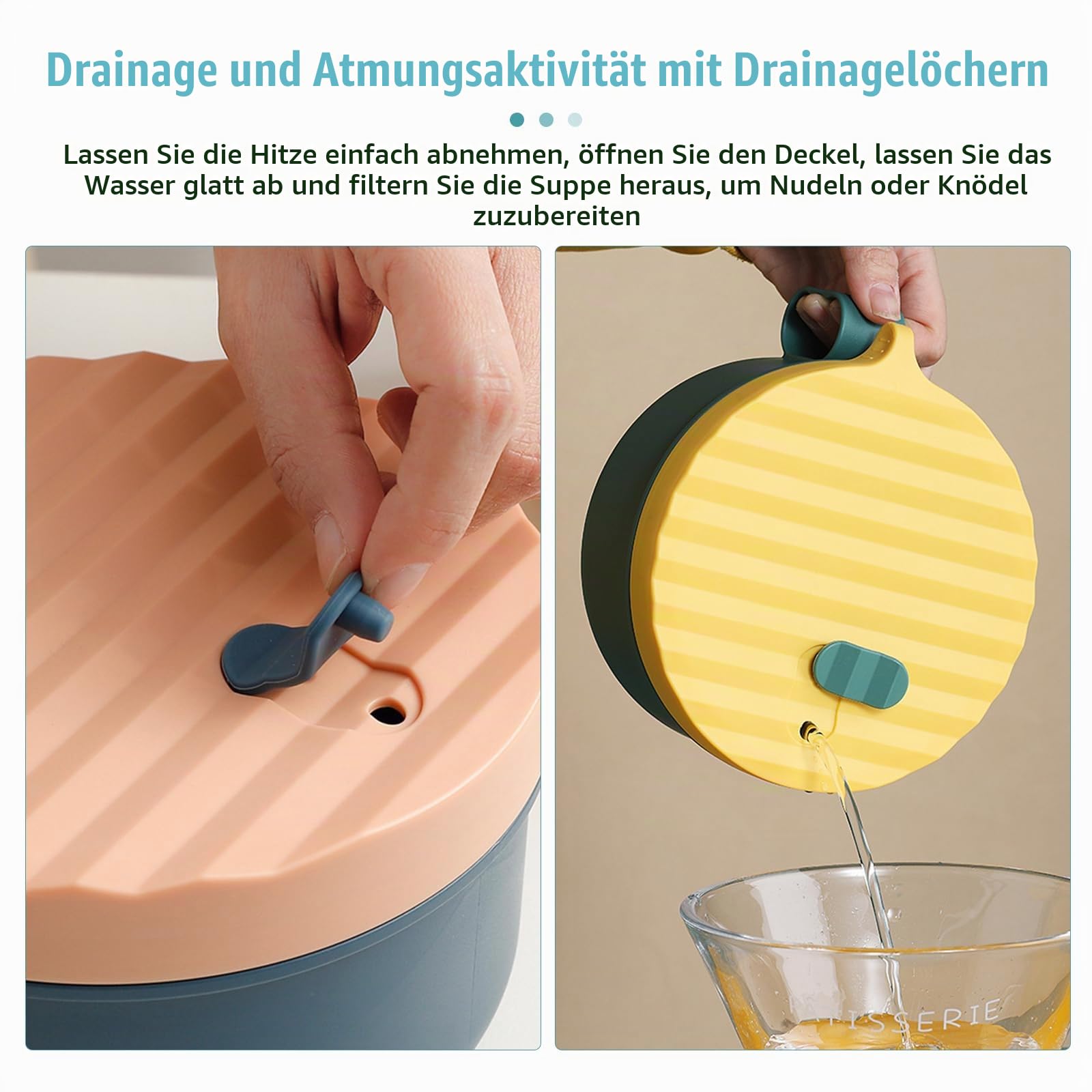 Ramen Schüssel Set, Instant-Ramen-Schüssel 1200ML Rostfreier Stahl Ramen Bowl Schüssel mit Deckel und Stäbchen Japanische suppenschüssel Nudelsuppen Schale für Schlafsäle (puderblau)