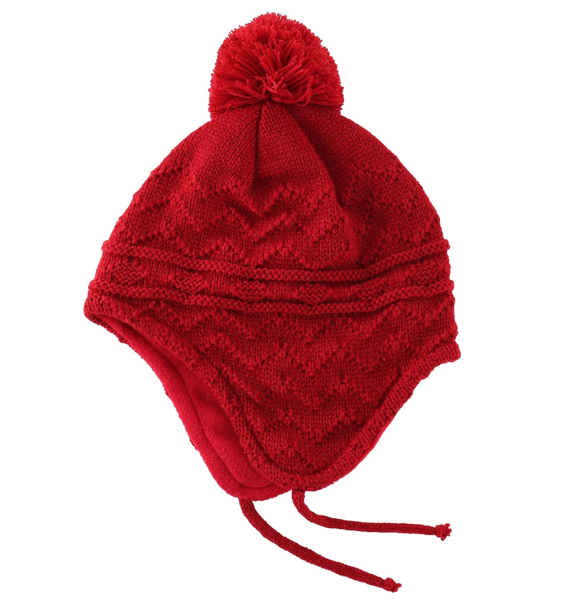 Strickmützen Hüte Mützen Caps Beanie Mütze Beanie Wintermütze Für Kleinkinder, Jungen Und Mädchen, Gestrickt, Mit Ohrenklappen Und Bommel, M1T-3T, Grau