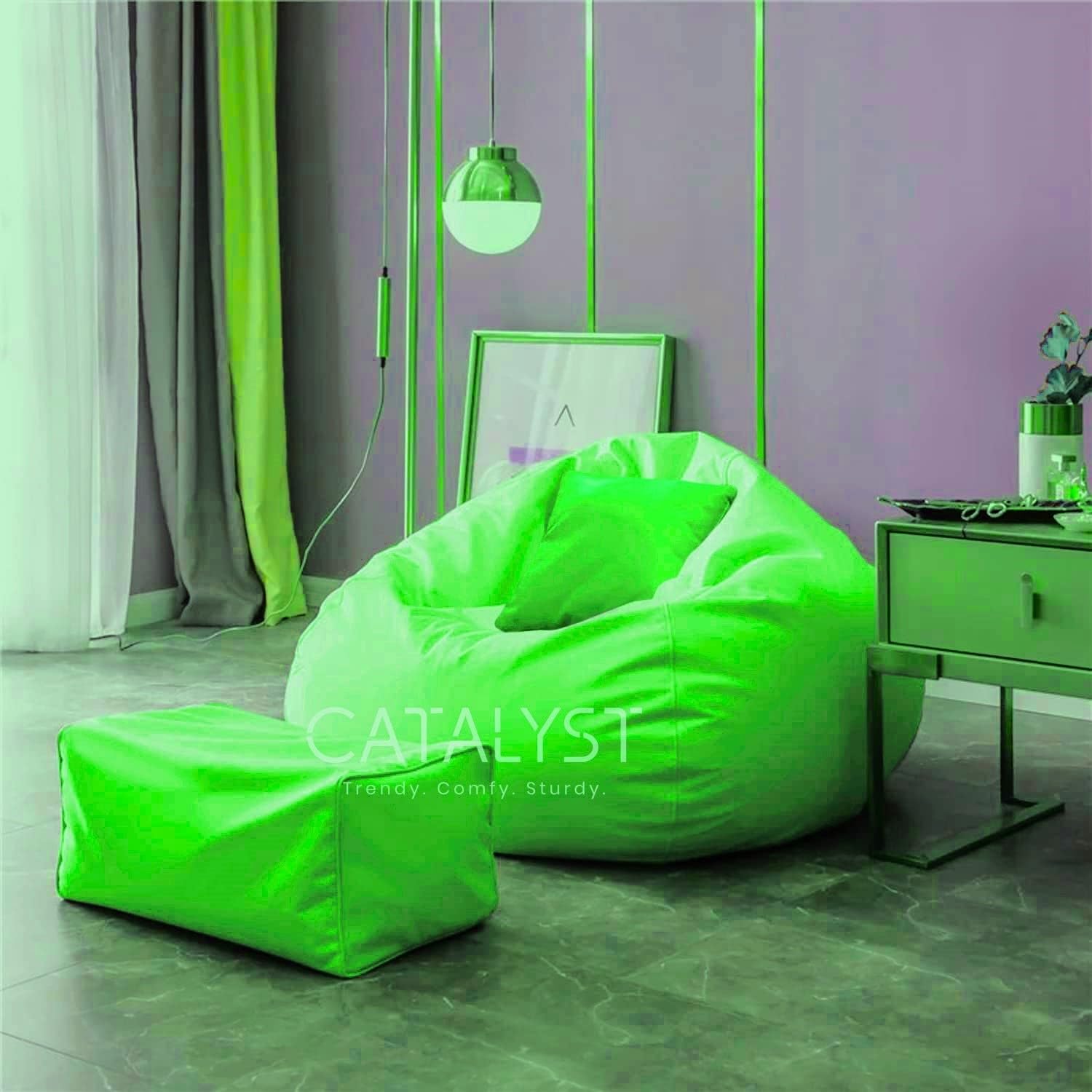 CATALYST - XXXXXL (5XL) Bean Bag with Pillow and Footrest Stool Without Beans | 2 Years Warranty, Original Leatherette Faux Leather Bean Bag Chair (Only Cover) Without Bean fillers - (TAN) (B0D6GZQPY2) Amazon Price History, Amazon Price Tracker