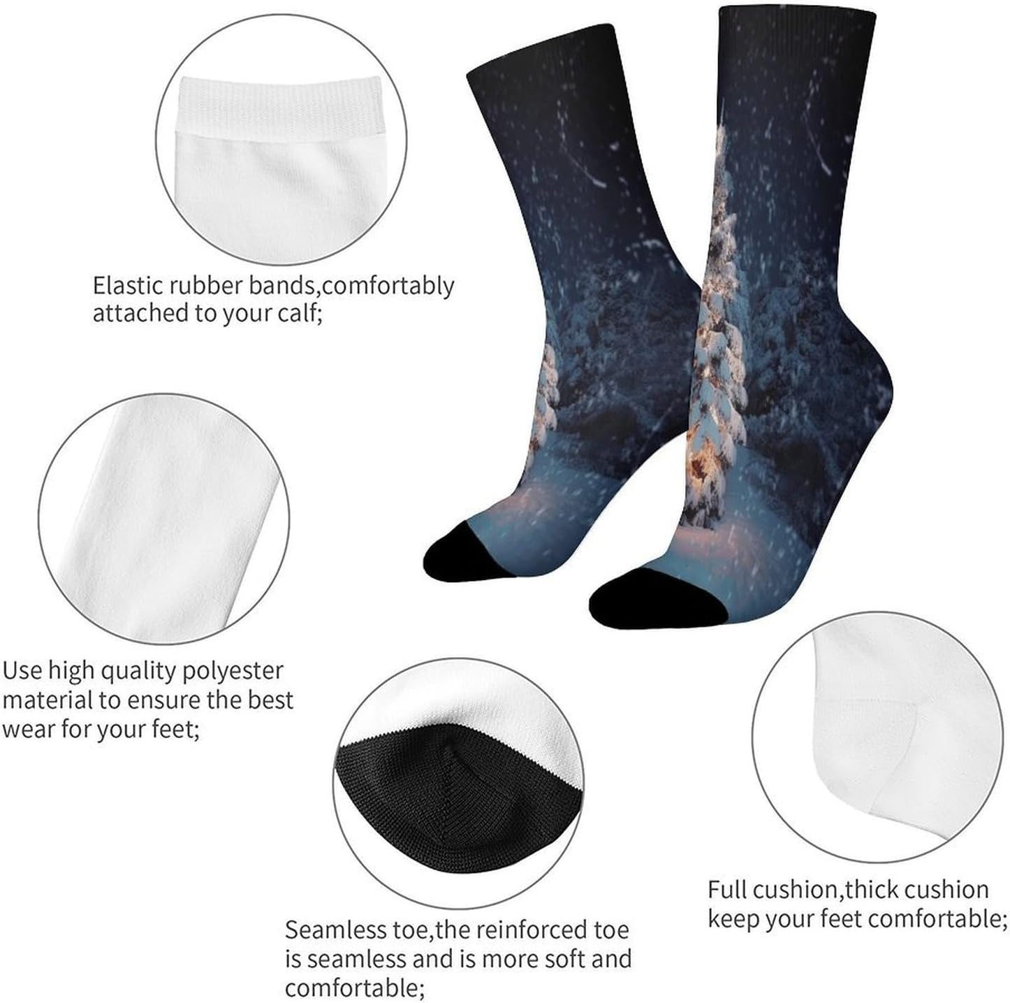 Christmas Tree Snow Compression Socks High Stocking