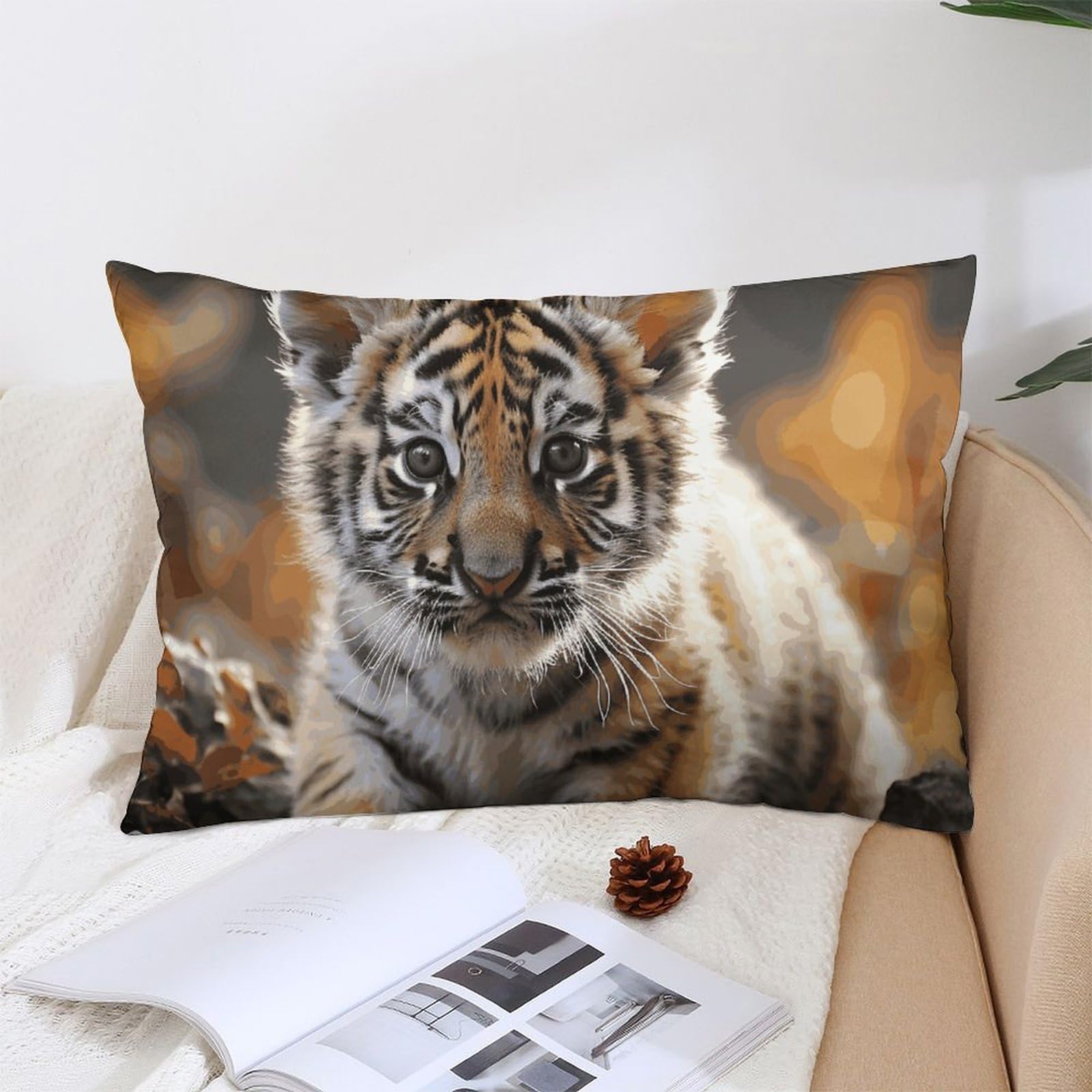 NTVOWPZO Decoration Throw Pillow Covers 12 "x20 Pillowcases Covers Cute Tiger Soft Pillowcases Modern Farmhouse Home Decor Sofa Cushions Covers for Couch Bed Living Room