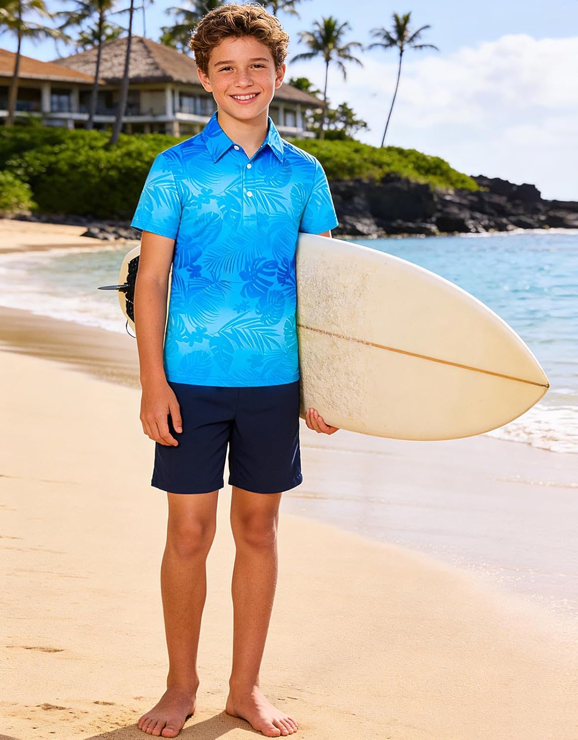 westwolf Boys Hawaiian Polo Shirt Short Sleeve Golf Clothes Kids Fashion Cool School Uniform Active 5-14T - Image 4