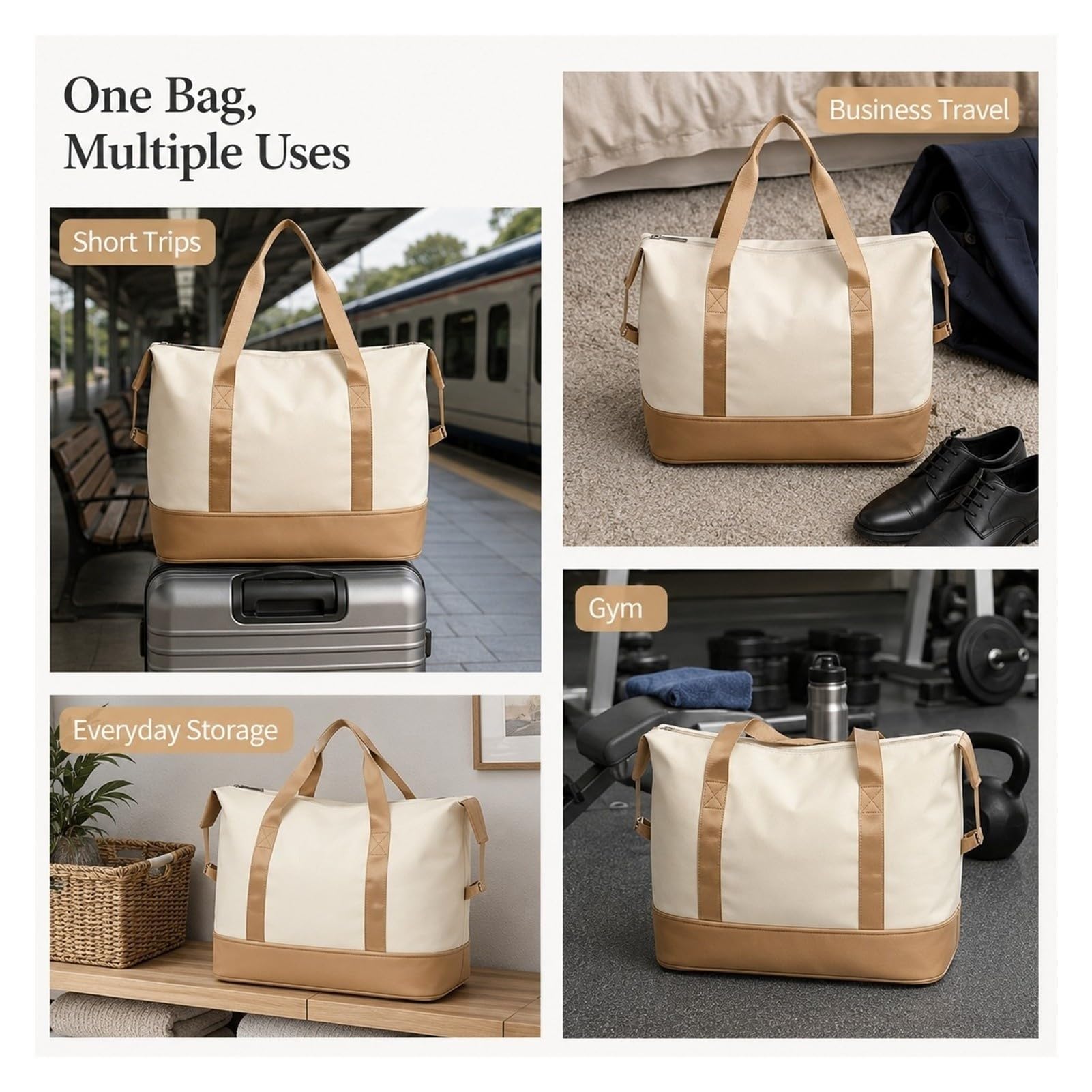 Borsone da viaggio espandibile 36–55 L in tessuto Oxford, borsa leggera con fascia per trolley per weekend, lavoro, palestra e organizzazione(Pink)