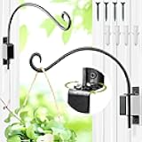 Qiang Ni Plant Hanger Outdoor: 16 Inch Bird Feeder Bracket for Garden Patio Decor - 2 Piece Swivel Adjustable Wall Mount Plant Hook for Hanging Flower Baskets