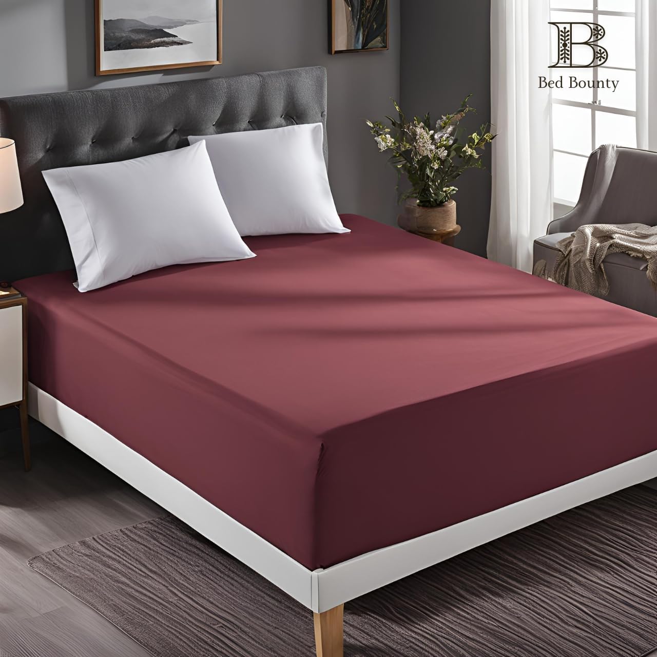 Luxurious 400 TC 100% Pima Cotton 1PC Fitted Sheet - Deep Pocket 13-Inch, Ultra Soft & Durable Bedding, Full XL- Beige