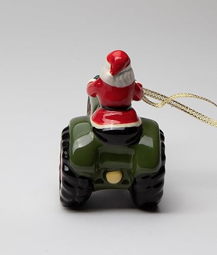 Miniatura 4 de 57045 - Figura decorativa de tractor de granja de Navidad de cerámica fina, 4 pulgadas de largo