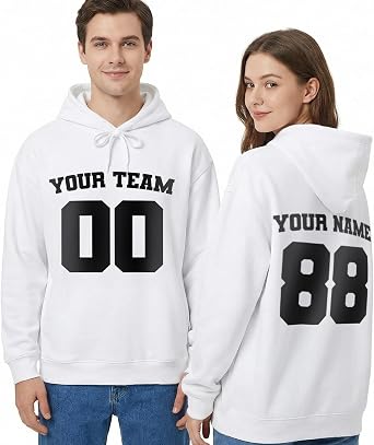 Tee Miracle Custom Jersey Hoodie - Add Your Own Name and Number Double Sided Printing Included - Personalized Unisex Hoodies