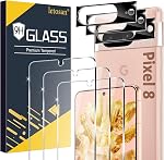 [3+3 Pack] Glass Screen Protector for Google Pixel 8 5g, 9H Tempered glass, Ultrasonic Fingerprint Unlock,HD Clear Case Friendly for Google Pixel 8 Tempered glass Screen Protector