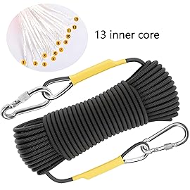 X XBEN Outdoor Climbing Rope Rock Climbing Rope, Escape Rope Climbing Equipment Fire Rescue Parachute Rope (32 Foot) - Black