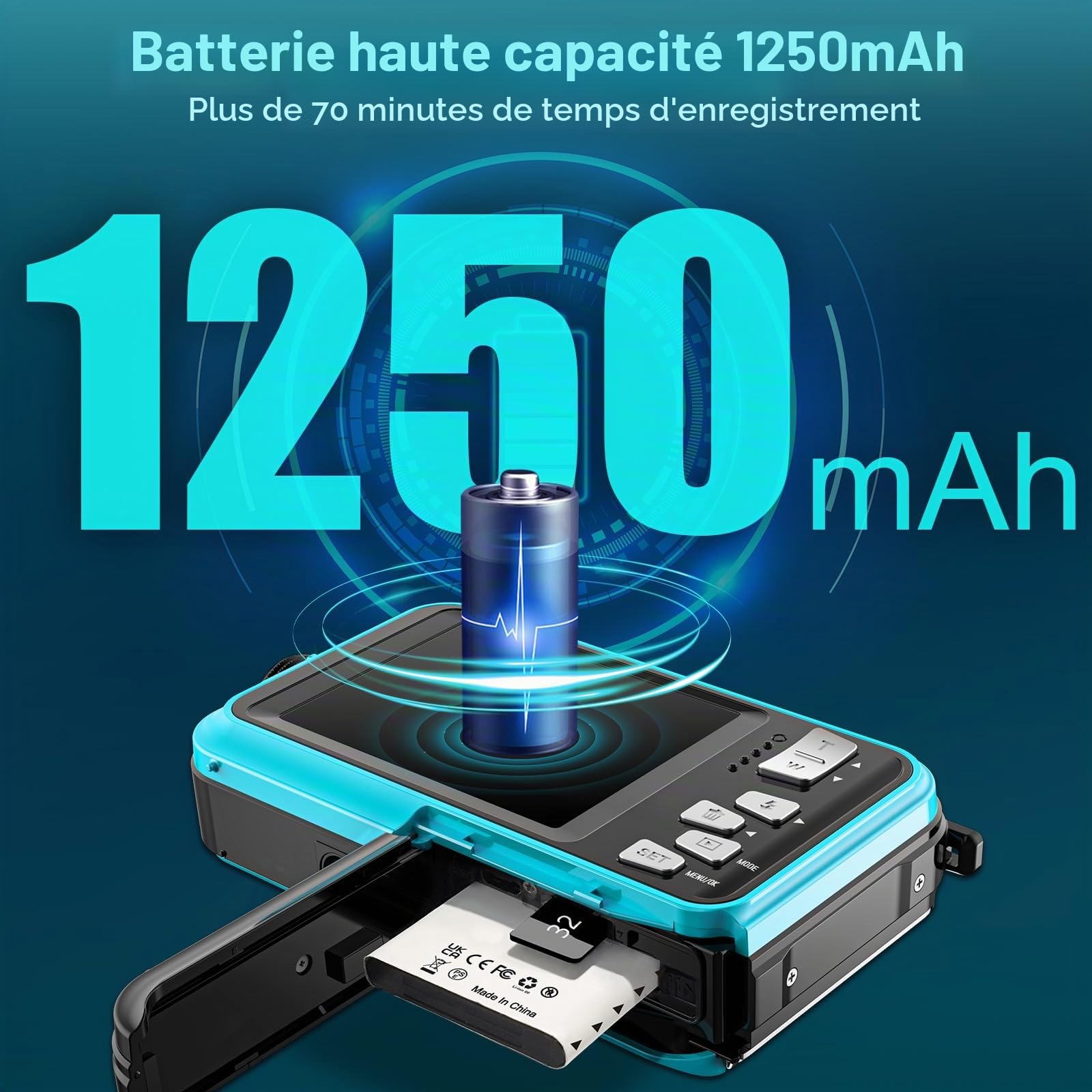 Appareil Photo Etanche Appareil Photo numérique 4K 64MP | Autofocus Caméra sous-marine Carte mémoire 32G Selfie Double écrans 16FT 16X Zoom Appareil Photo Numérique Etanche