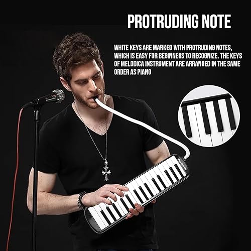 Vista 57 de Soulmate Instrumento melódico de 32 teclas para niños, teclado de piano de aire, melódica soprano con tubos largos suaves, boquillas cortas y bolsa