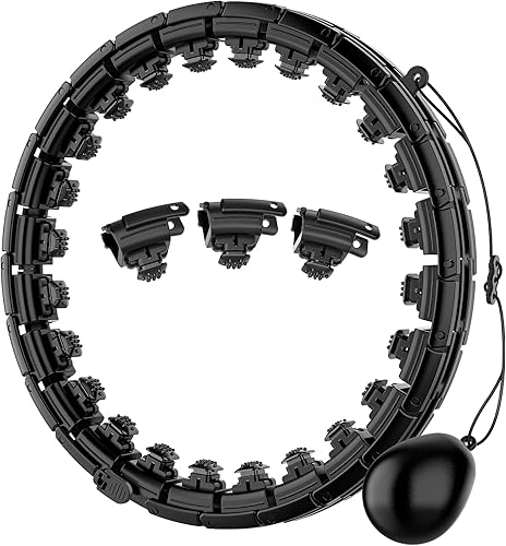 Aro inteligente con peso para pérdida de peso de adultos, 24 secciones de nudos desmontables, masaje de fitness 2 en 1, adecuado para adultos,