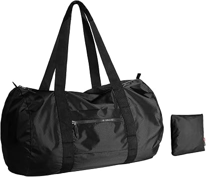 pack all Lightweight Travel Duffel Bag, Water-Resistant Sports Gym Bag, 32L Foldable Weekender Bag for Fitness, Hiking and Camping Black