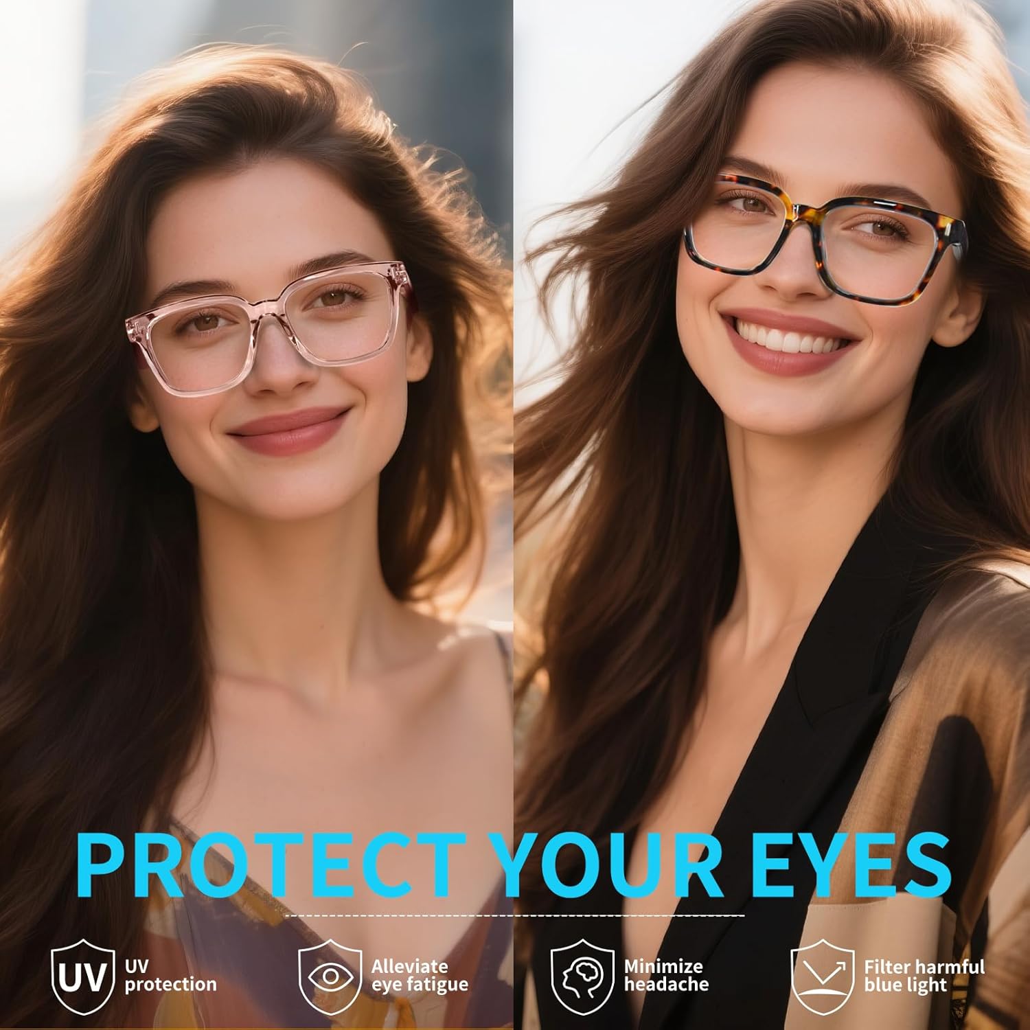 Progressive Multifocal Reading Glasses for Women Men, Anti Glare Blue Light Blocking Multifocus Computer Glasses