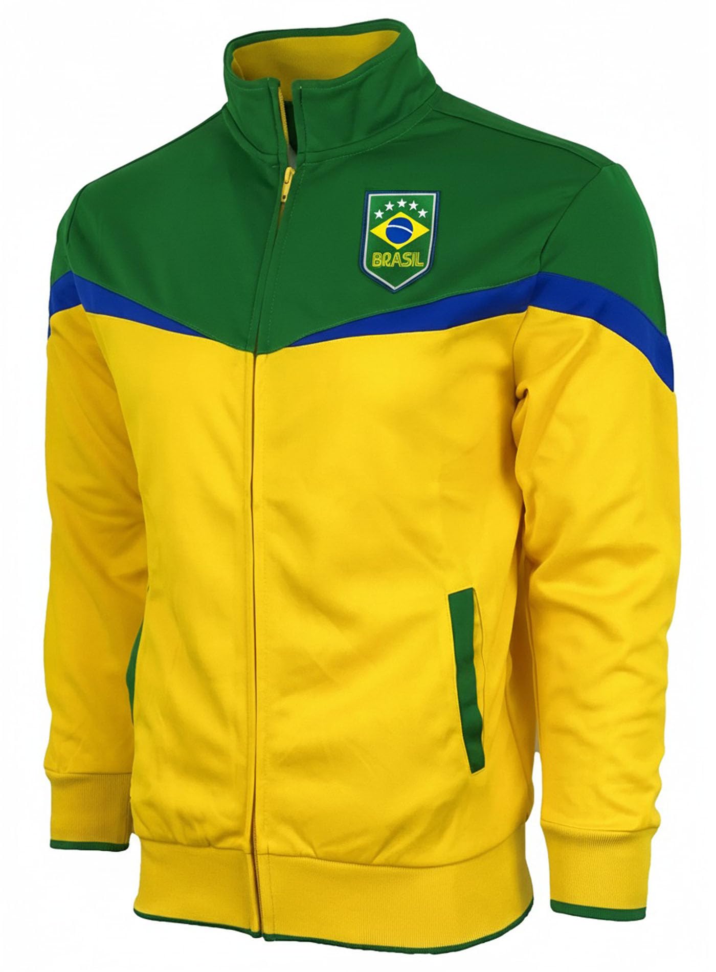 Men's Brasil Track Jacket, Brazil Full Zip Outdoor Soccer Jacket
