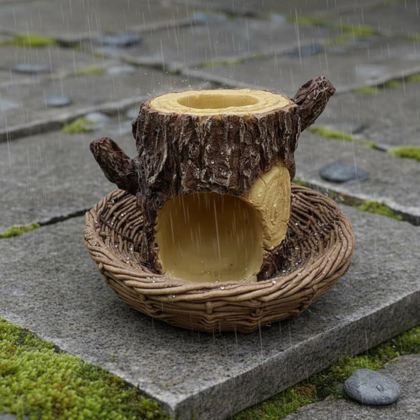 predolo Casa para Pájaros con Forma de Tronco Liviano Comedero Colgante de Resina Resistente a la Intemperie Pajarera Decorativa para Jardín, Balcón, Estilo B
