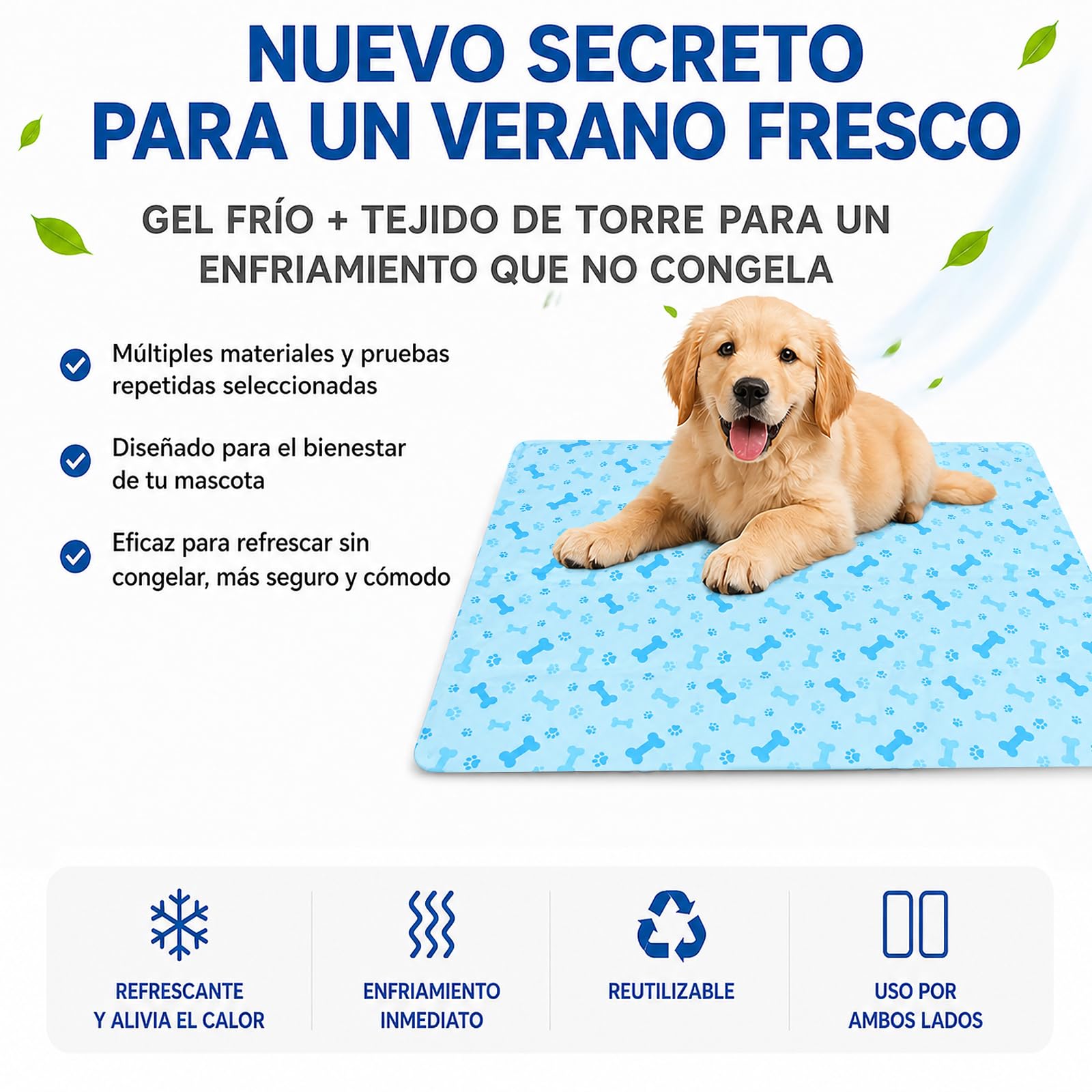 BESCH Alfombrilla Refrescante para Mascotas, Esterilla Refrigerante Autorefrigerante con Gel, Colchoneta Fresca para Perros y Gatos, Uso Verano Interior Exterior 45x60cm