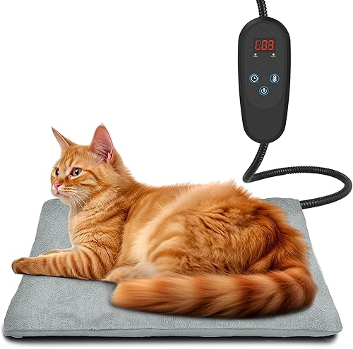 Miniatura 9 de Almohadilla de calefacción para mascotas 2021 con ajuste de temperatura, almohadilla de calefacción para perros antimordeduras con temporizador,