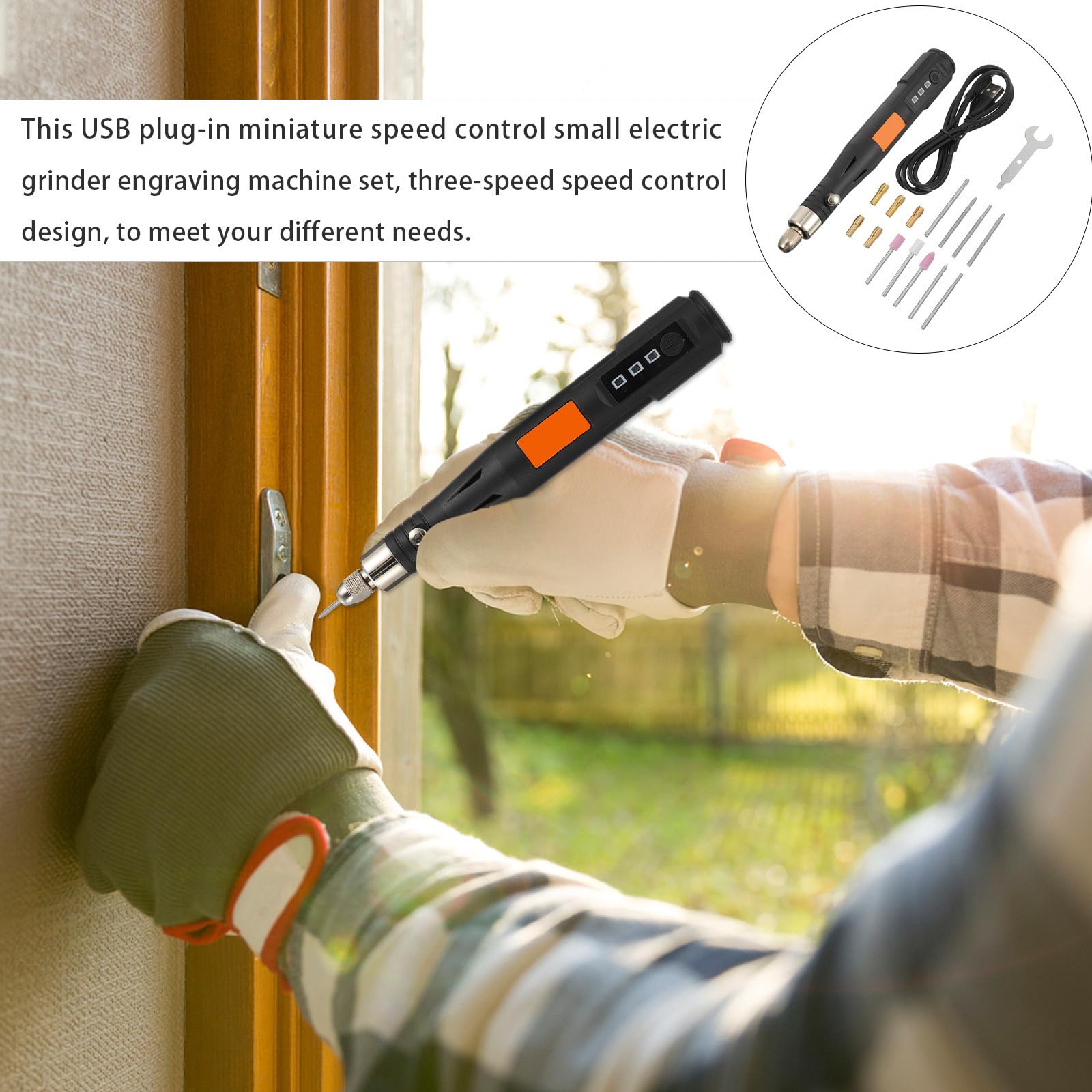 Ciieeo Penna per Incisioni Elettrica Mini USB, Utensile Multifunzione Nero