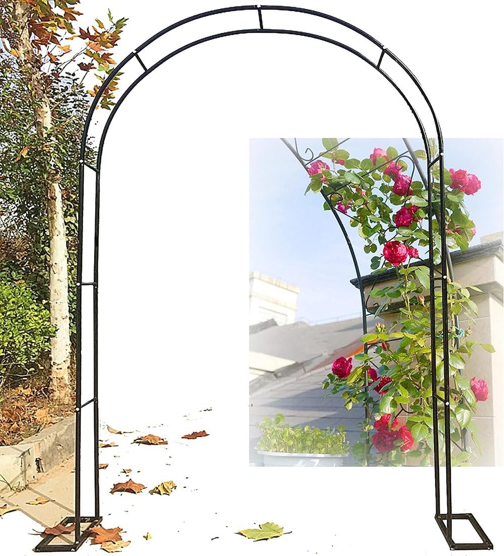 Black Metal Garden Arch, Garden Arbor for Climbing Plants, Wide 1.2M 1.4M 1.8M 2.4M 3M, Roses Archway for Outdoor Wedding Party, Easy to Assemble,Black,W3.5M*H2.2M