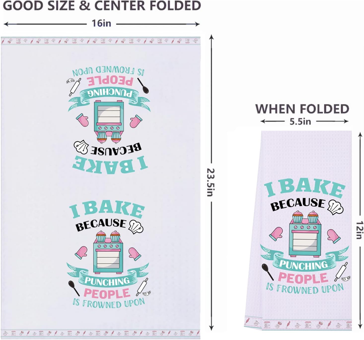 LXOMILL Baking Gifts for Women, Funny Kitchen Towel for Bakers, Sarcastic Baker Dish Towel, Cute Baking Decor, Gift for Baker Friend, Birthday Gift Idea