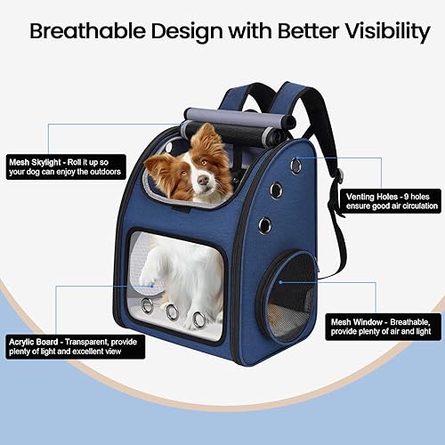 Miniatura 5 de Mochila expandible para gatos, perros y animales pequeños, transportador portátil de viaje para mascotas, diseño súper ventilado, aprobado por