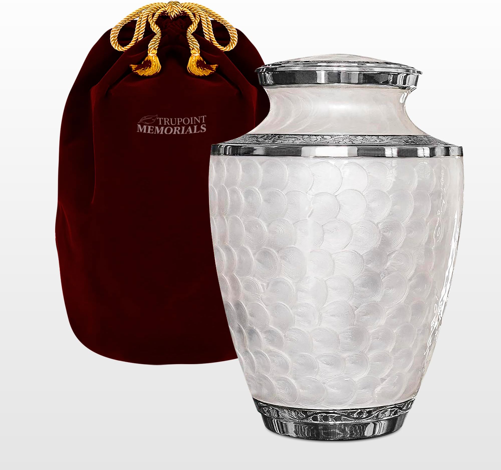Trupoint Memorials Extra Large Urn for Ashes Adult Male or Female Up to 330 lbs – Cremation Urns for Human Ashes, Funeral Memorial Urns for Men & Women – Pearl
