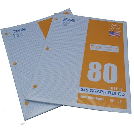 Graph Filler Paper 5x5 Ruled 2 Pack