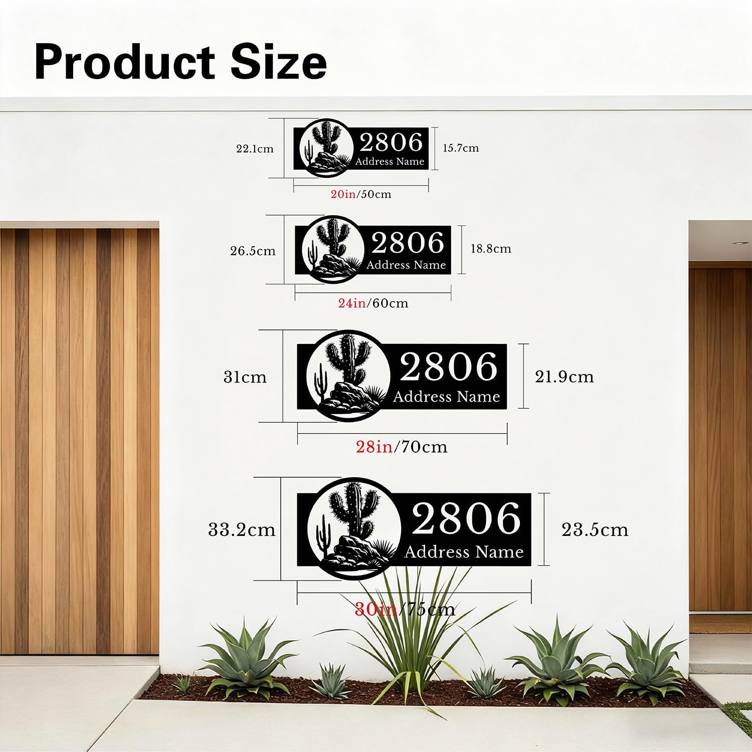 Custom Cactus Metal Address Sign,Personalized Desert Metal Address Plaque,Southwestern Wall Art,Outdoor Yard House Number Sign (Style-A)