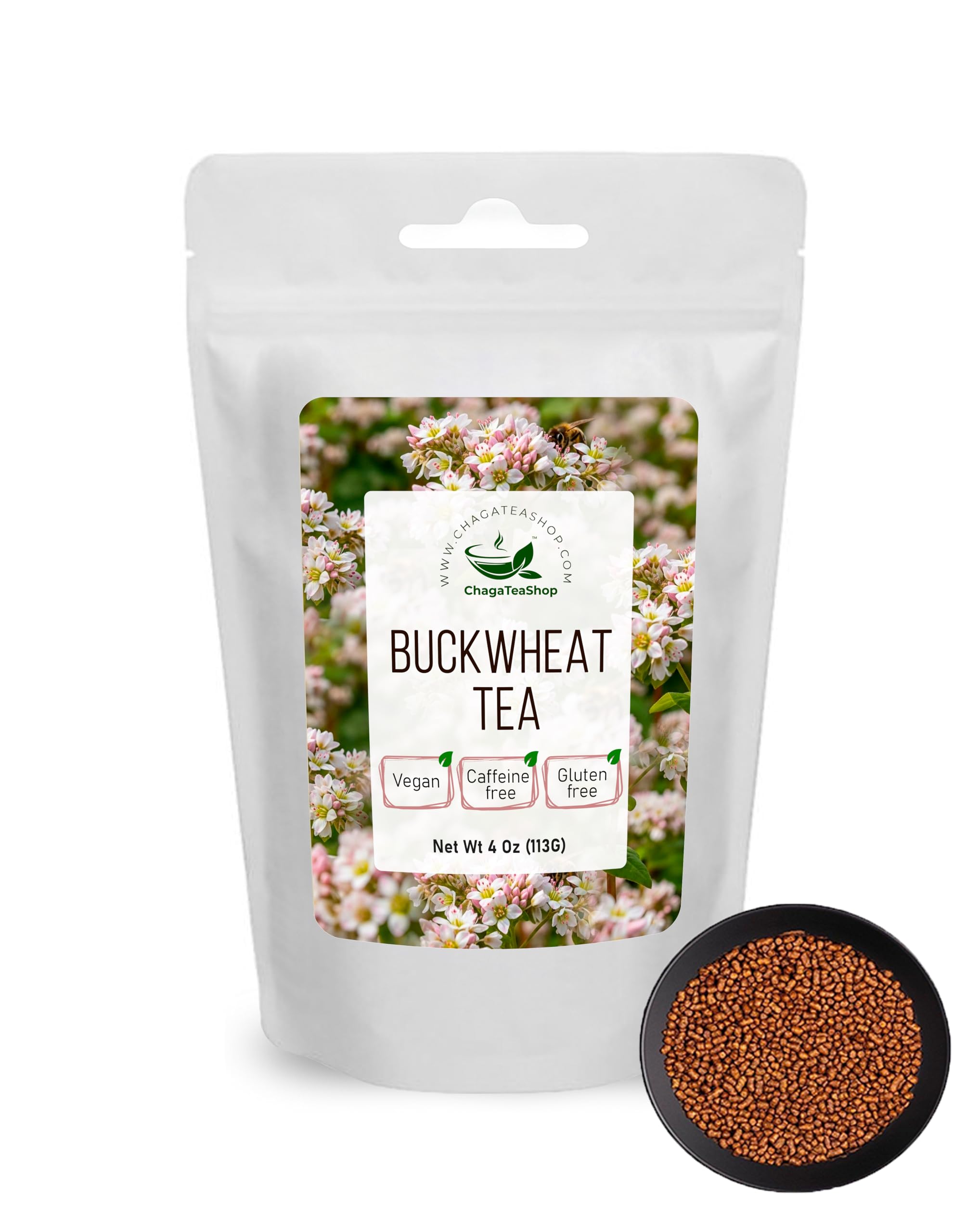 Tartary Buckwheat Tea Premium Grade Roasted Non-GMO, Gluten-Free, Vegan, Caffeine-Free (NET WT 4 OZ (113 G)