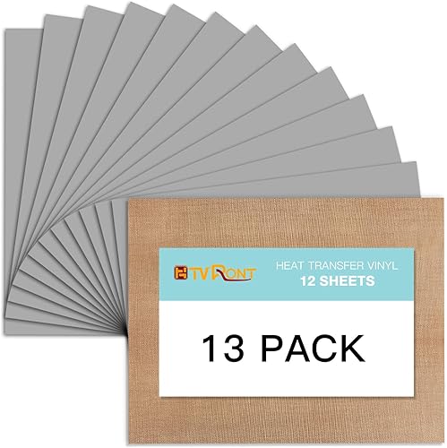 Paquete de vinilo de transferencia de calor HTV plateado 13 unidades de 12 "x 10" planchado plateado para camisetas, vinilo de transferencia de