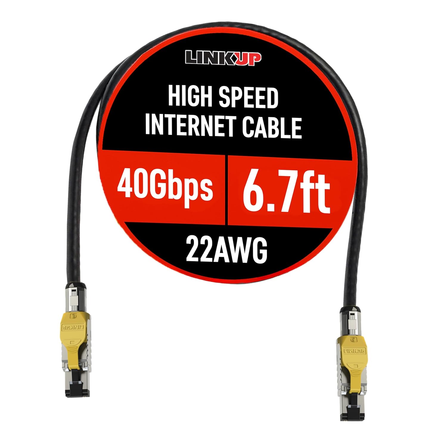 LINKUP Cat 8 Ethernet Cable | Long Internet Cord | High Speed LAN Connection | RJ45 connectors | Use with Cat 5/ Cat 6/ Cat 7 | Optimal for Gaming