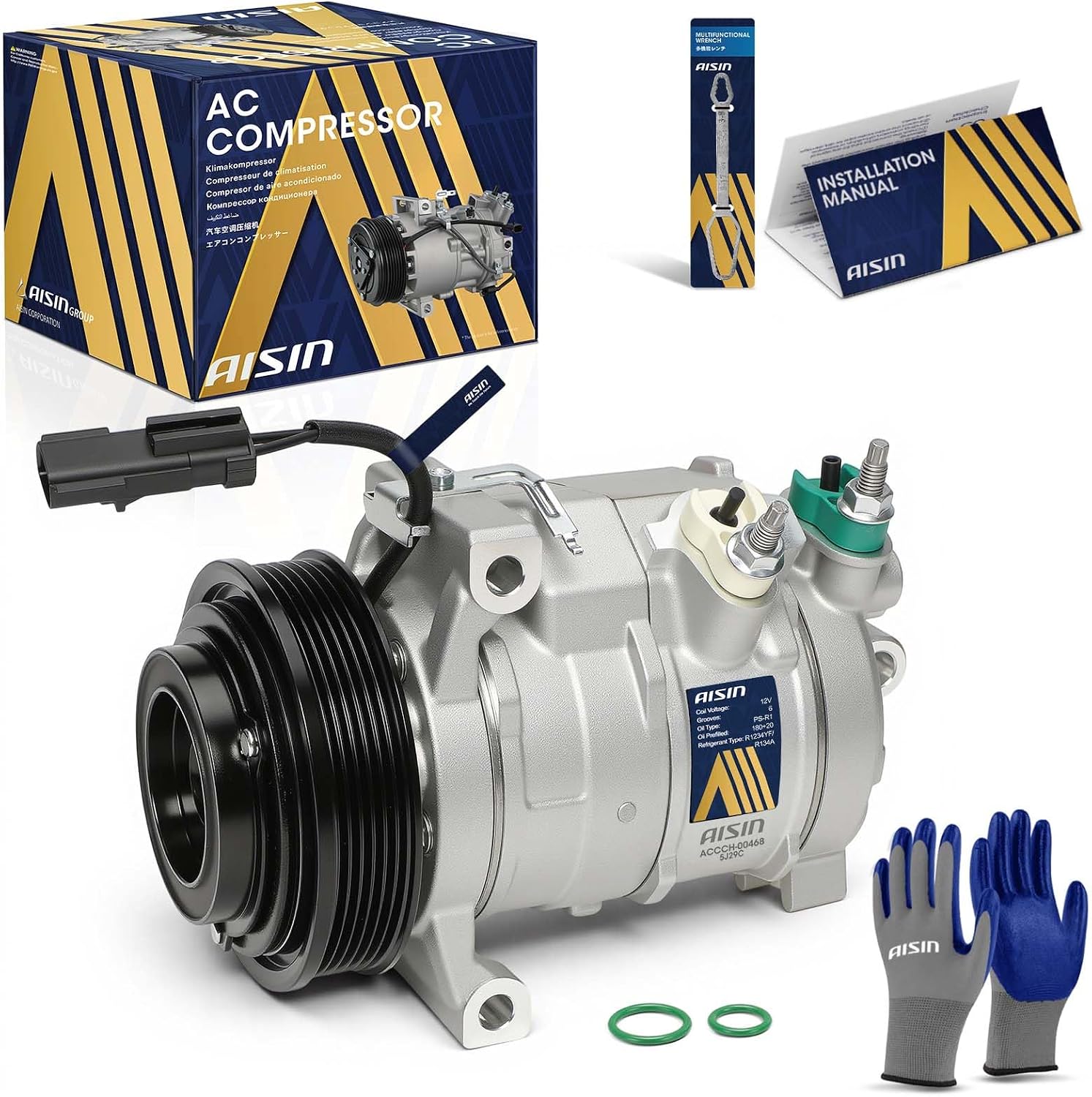 AISIN Aftermarket AC Compressor 10S17 with 6-Groove Pulley