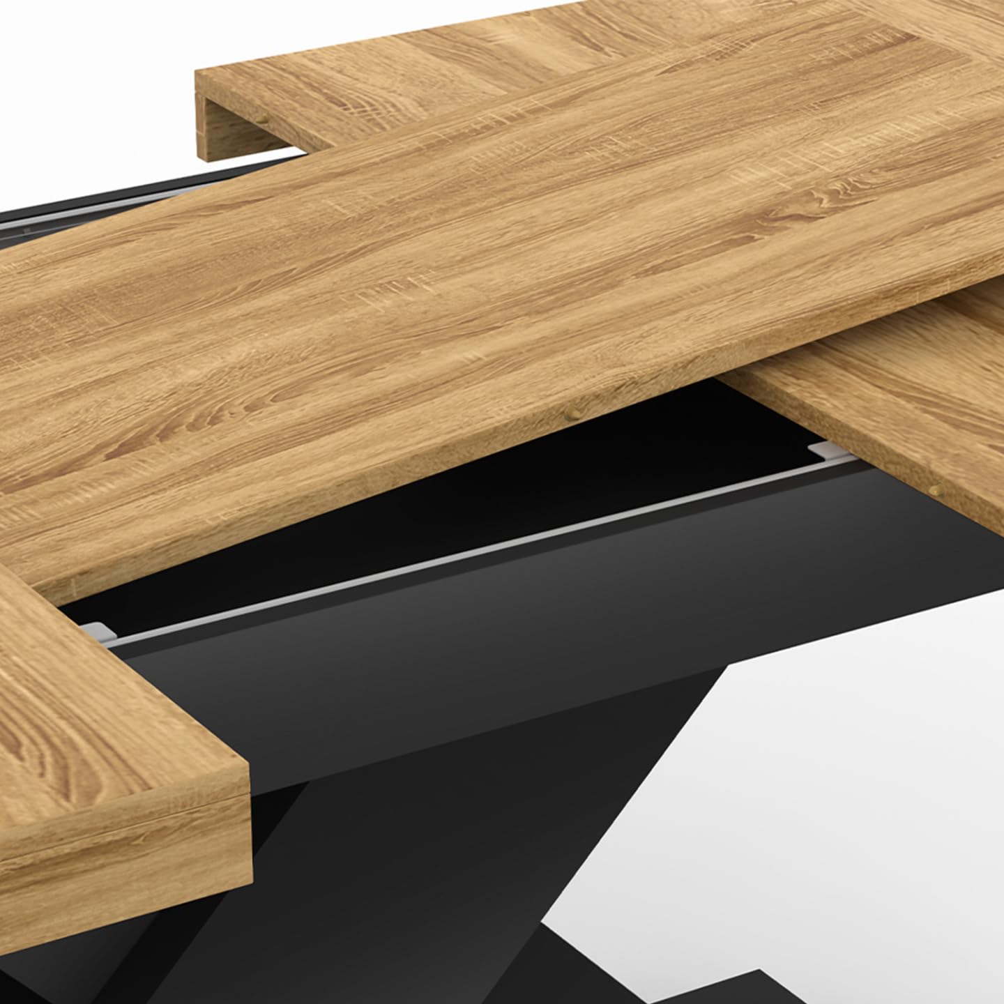 IDMarket - ALICIA mesa de comedor extensible 6-10 personas madera y negro 160-200 cm