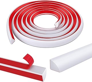 moonoom 118 inch Flexible Quarter Round Molding, 1/2" Self-Adhesive Trim Molding, Waterproof Wall Quarter Round Trim for Wall Edge Corner Base of Staircase Cabinet Edge Countertops