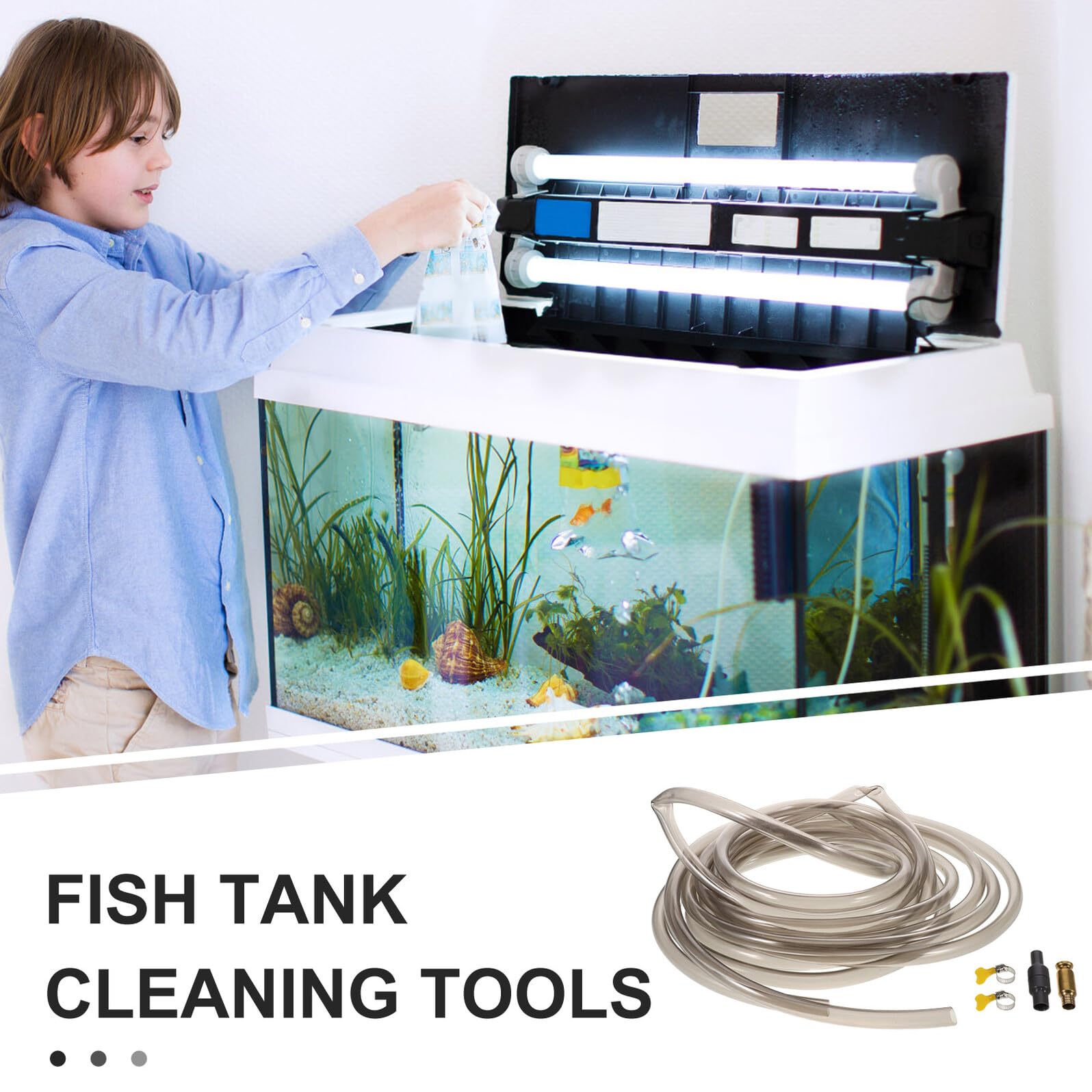 Manguera Flexible de PVC para Acuario de 5 M con Abrazadera Cambiador de Agua y Aspirador de Sustrato para Limpieza de Peceras de Agua Dulce y Salada Herramienta de