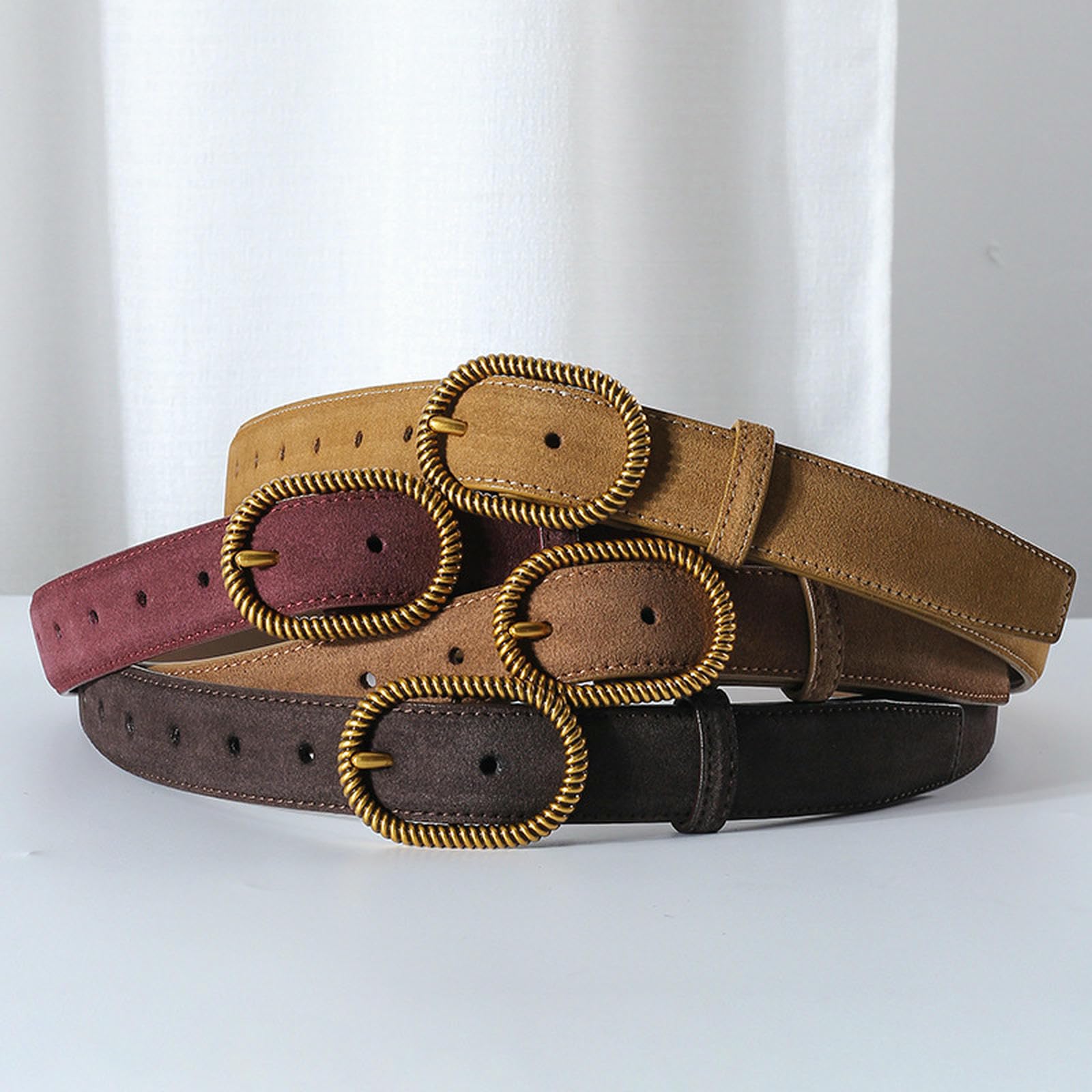 GüRtel damski pasek skórzany w stylu vintage dla kobiet – casualowe dżinsy i spodnie, modny pasek z dekoracyjną klamrą igłową, wygodny i wszechstronny, brązowy, 100 cm x 3 cm