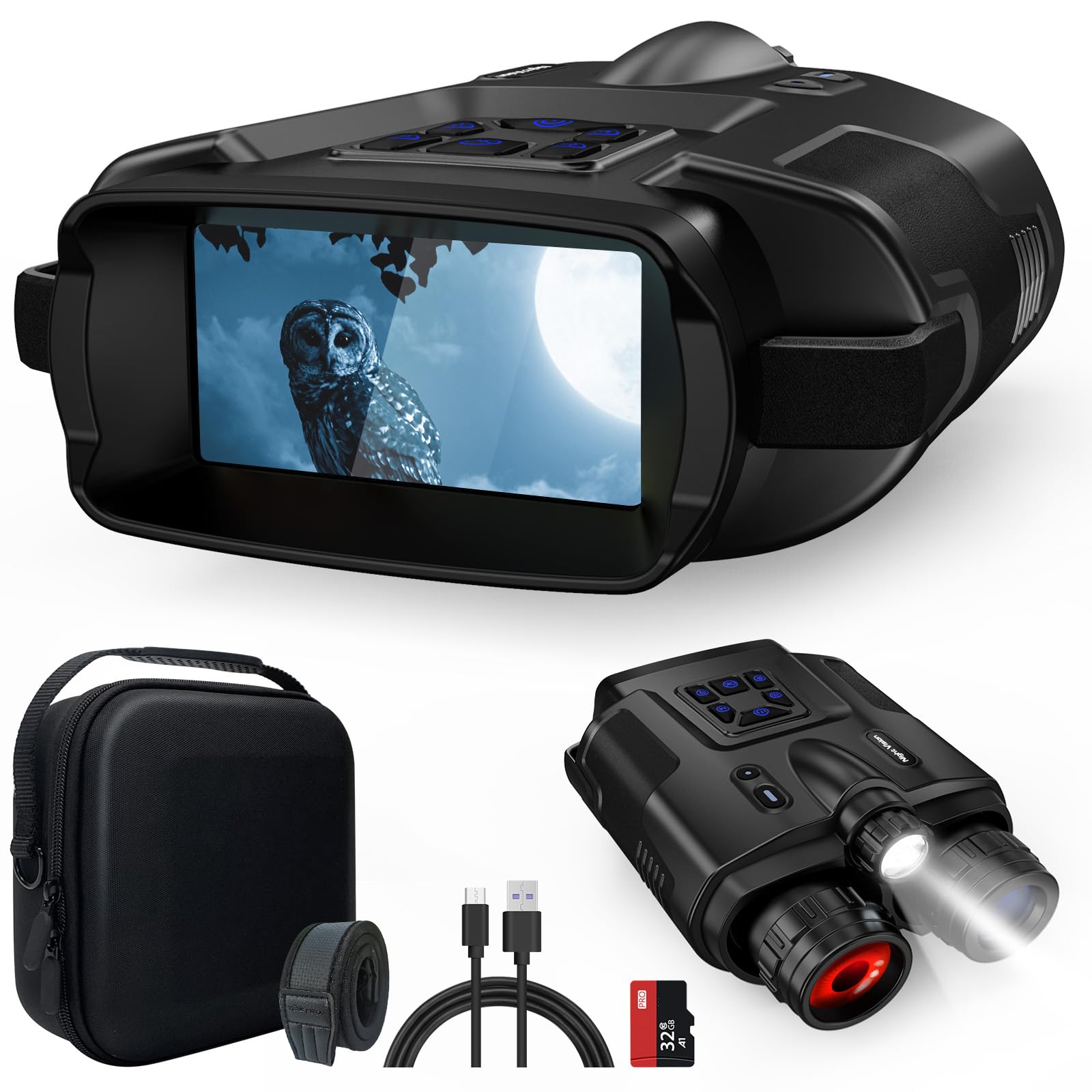 Haokoo Jumelles Vision Nocturne 4K avec Écran 3" HD, Portée 600m, Batterie 5000mAh