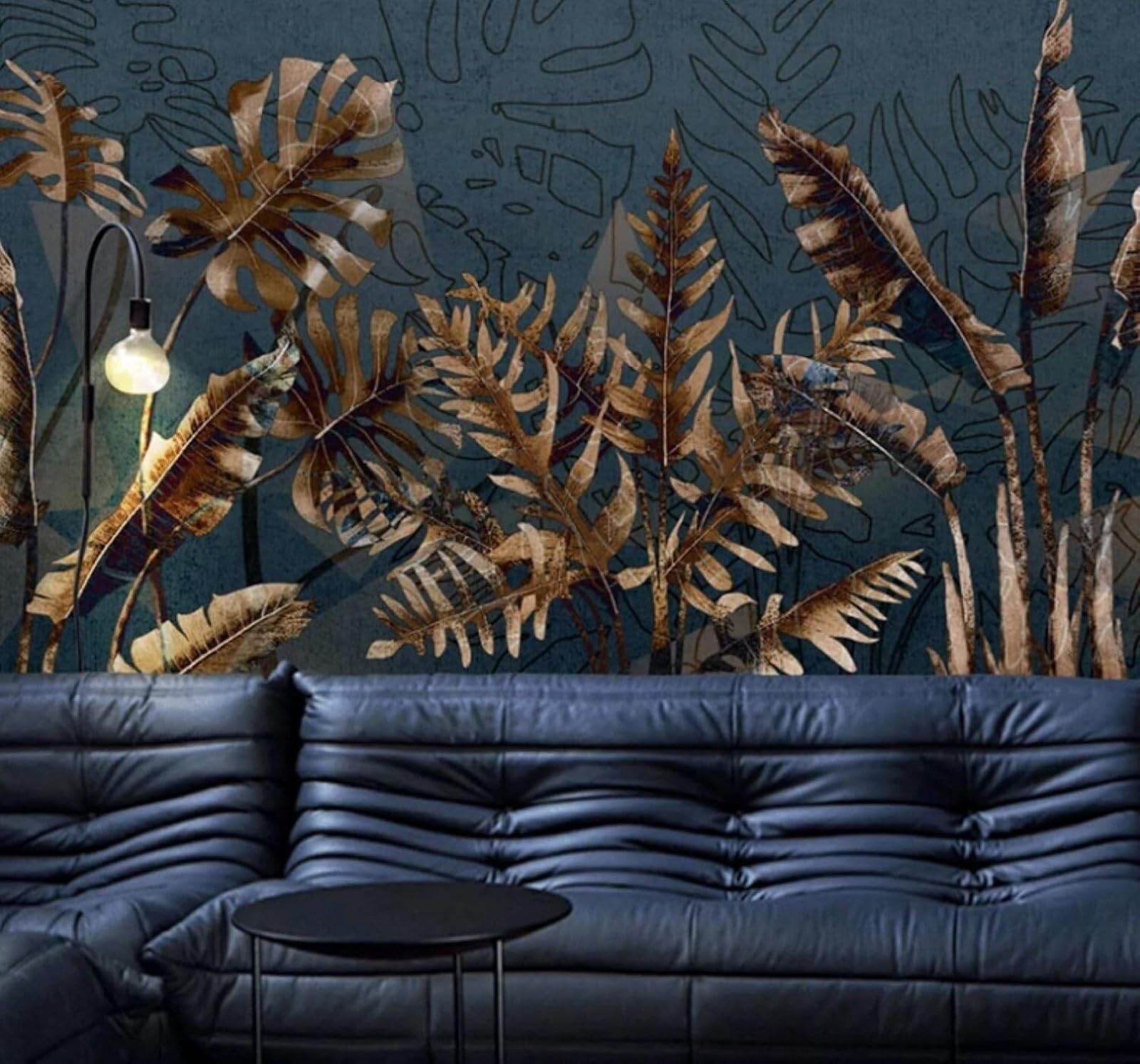 Wallpaper-3D-Xlm 400Cm×280Cm(B×H) Abstract Retro Tropical Plants Leaves 3D Wallpaper Easy Install Feature Office Living Room Sofa Bedroom Tv Background Wall Decoration-400Cm×280Cm