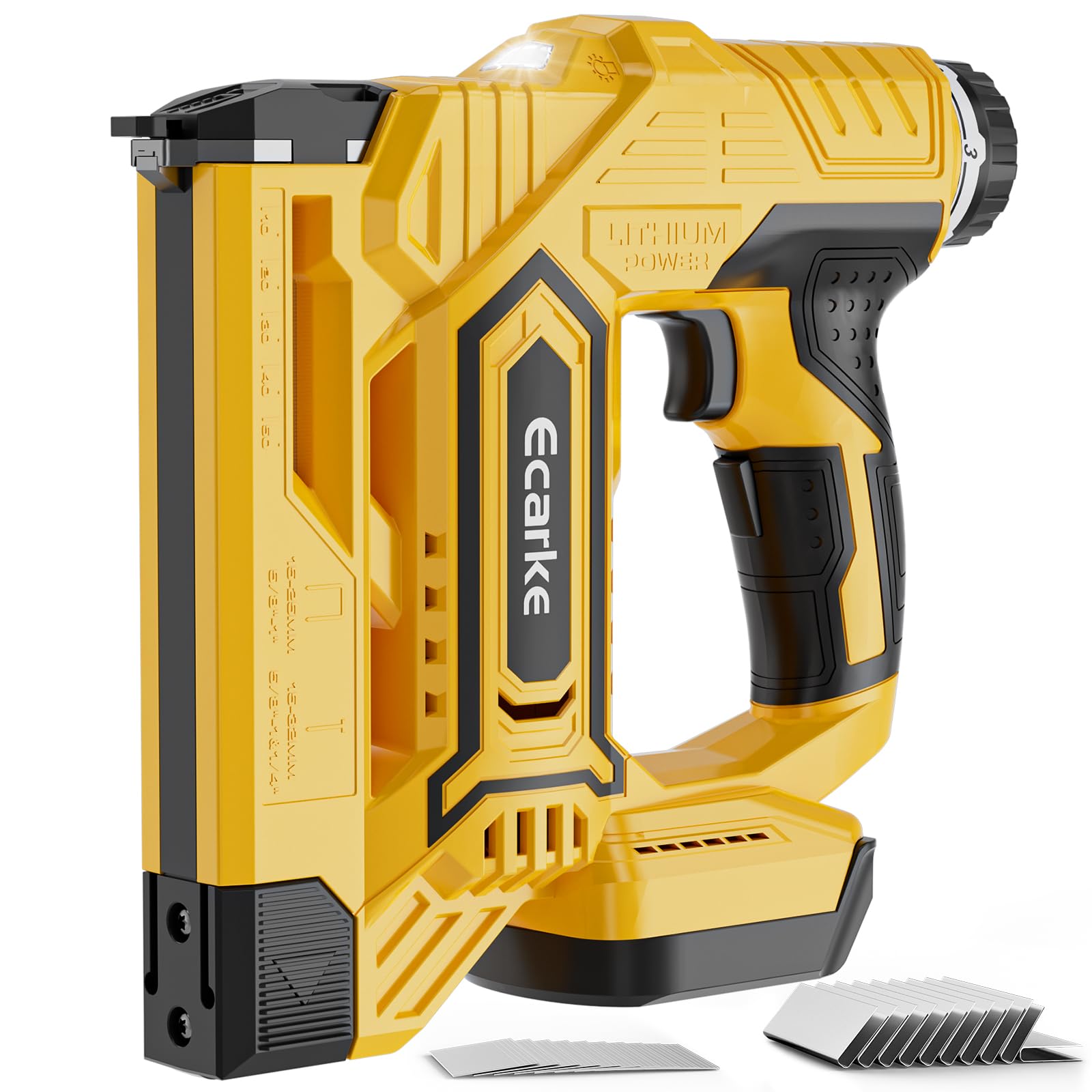 Ecarke Cordless Brad Nailer 2-in-1 Compatible with DeWalt 20V Battery, 18 Gauge Nail Gun 5/8 to 1-1/4 Inch with 2000 Nials for Wood Carpentry, Powered Electric, 2 Mode, Tool Only